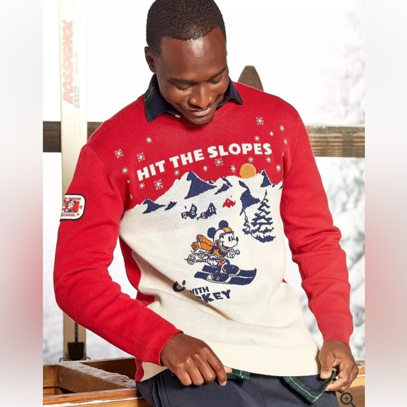 Disney Mickey Mouse Ski Hit the Slopes Sweater - BoxLunch Exclusive Size Large - Picture 7 of 7